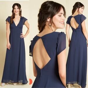 Modcloth Youre Flowing Places Maxi Dress Navy
